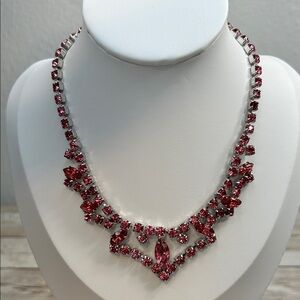 Elegant by Gale Pink Crystal Rhinestone Necklace SEE DESCRIPTION